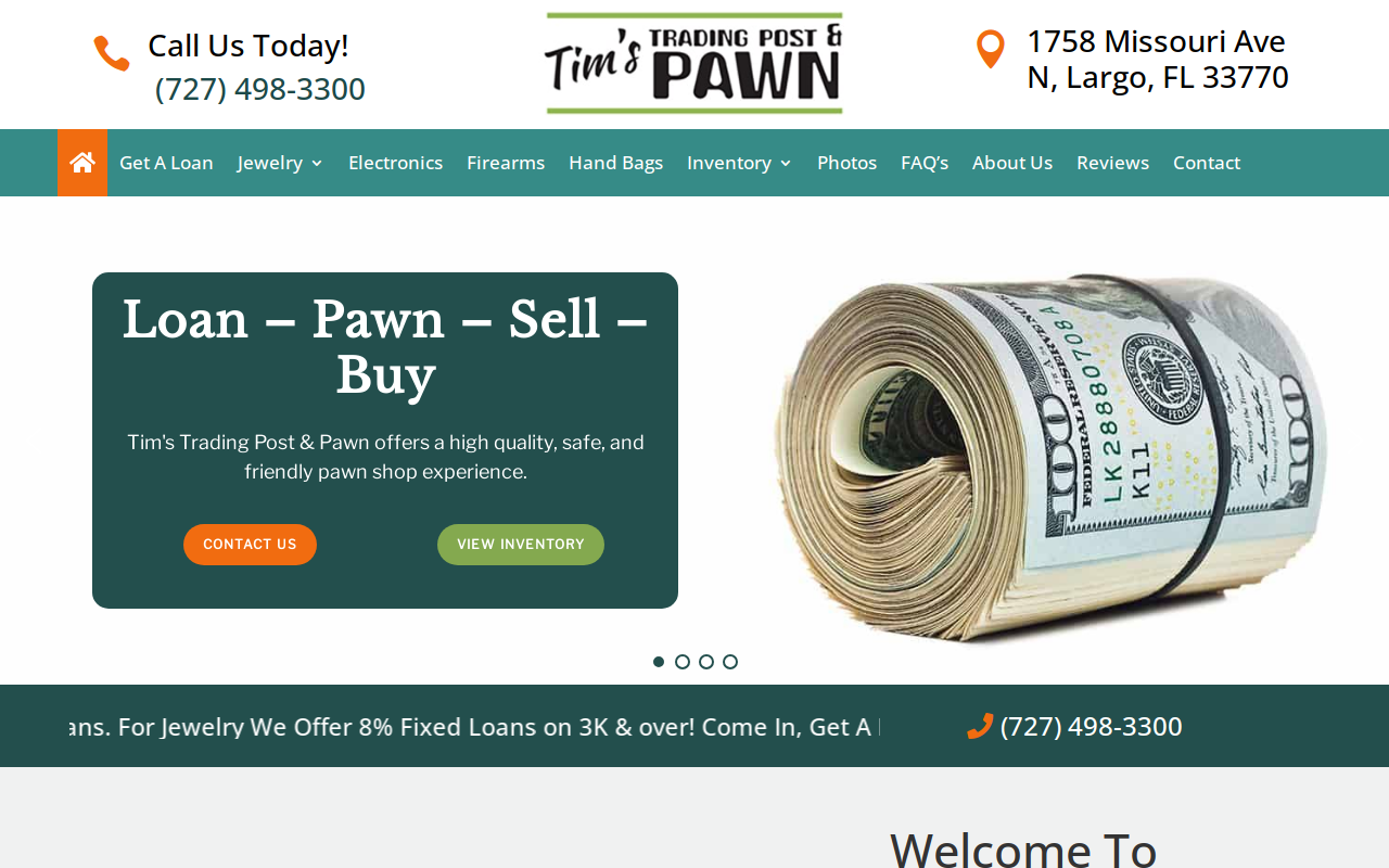 Tim's Trading Post and Pawn website preview