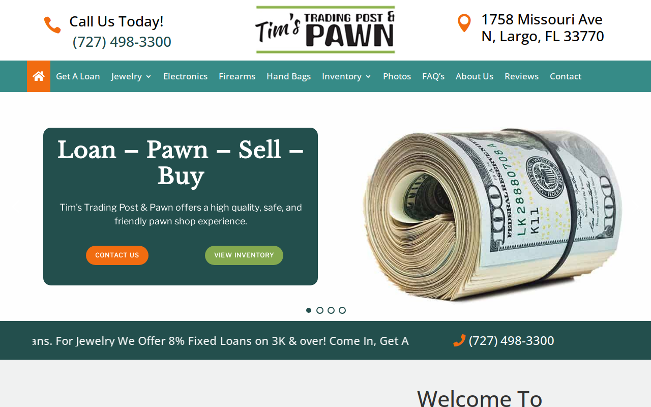 Tim's Trading Post 10% Loans- Largo Fl website preview
