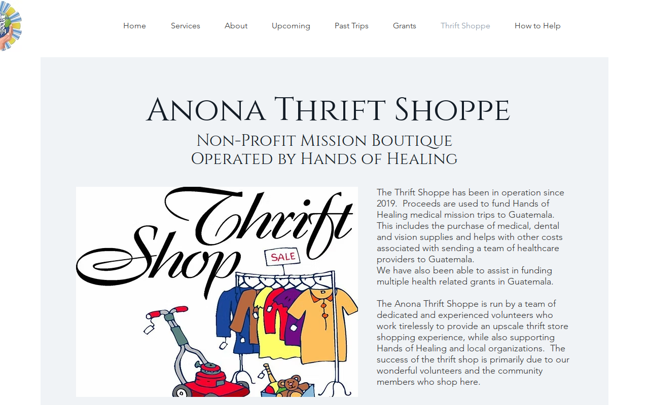 Anona Thrift Shoppe website preview
