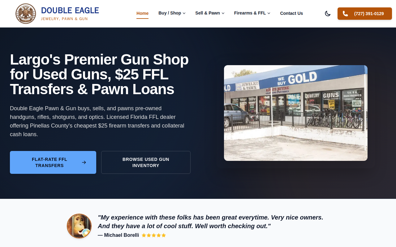 Double Eagle Jewelry and Pawn website preview