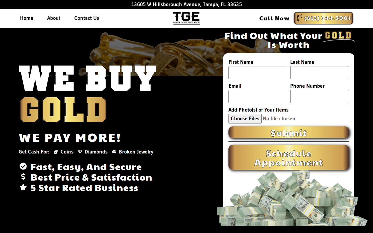 Tampa Gold Exchange website preview
