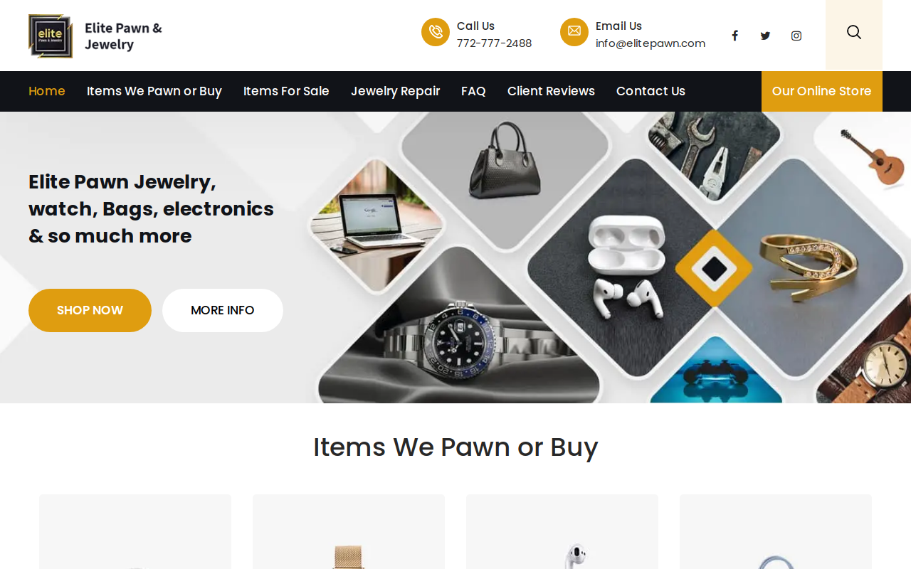 Elite Pawn Inc website preview