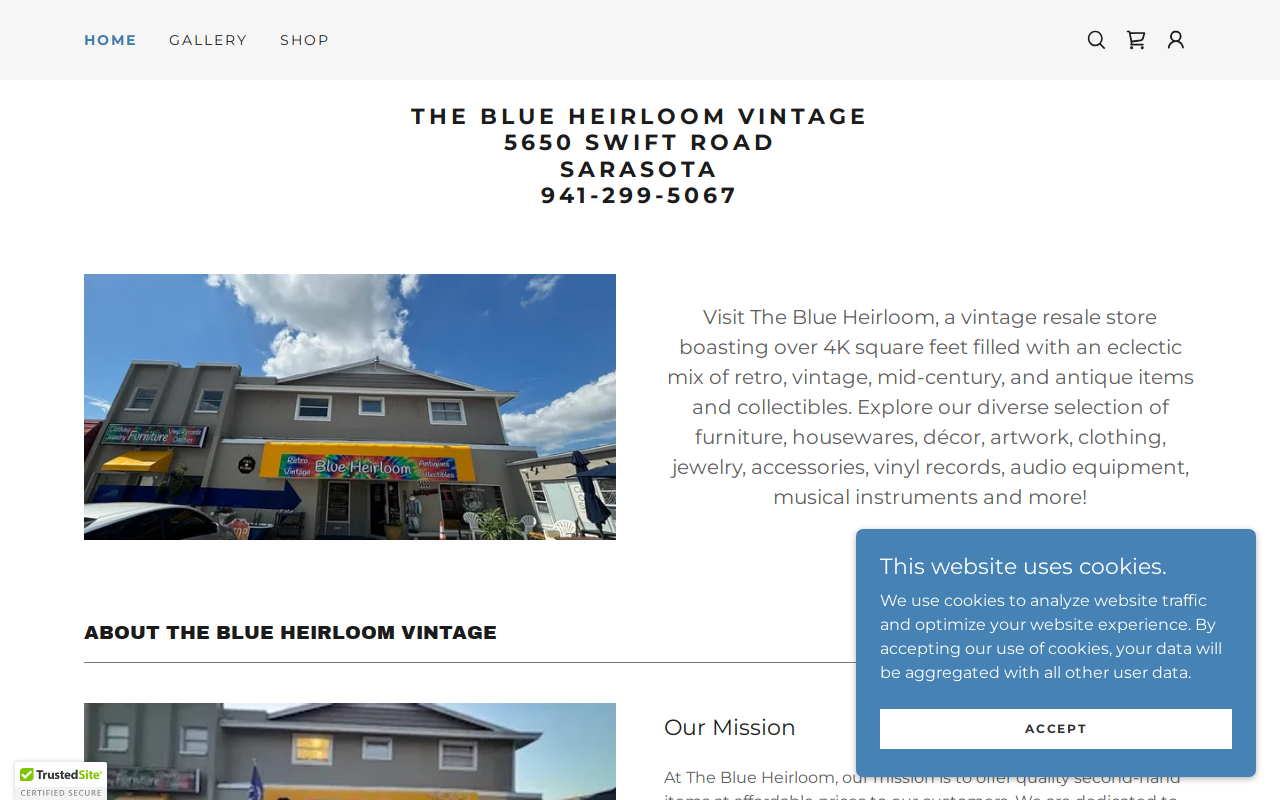 The Blue Heirloom Vintage website preview