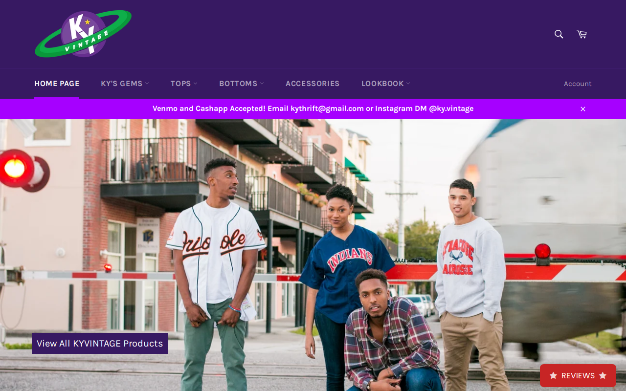 Kyvintage Apparel Store website preview