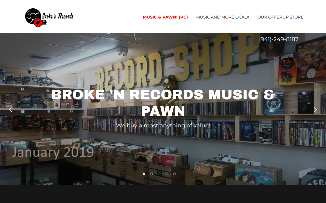 Broke 'n Records Vinyl website preview