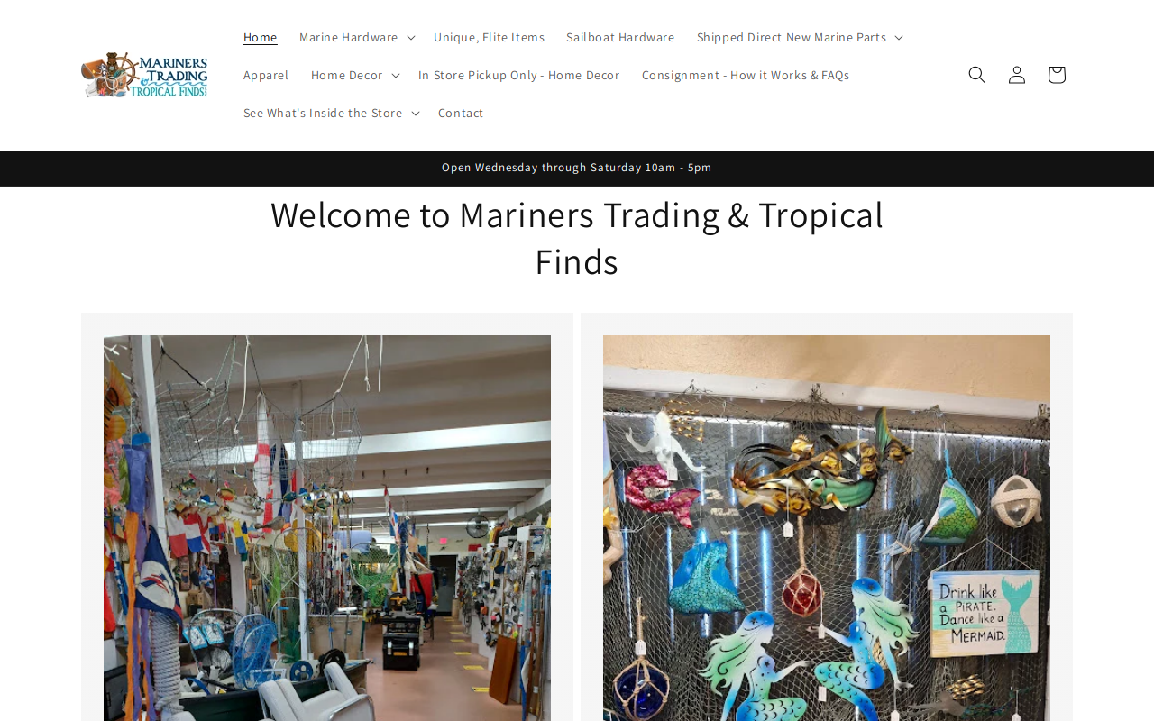 Mariners Trading & Tropical Finds website preview