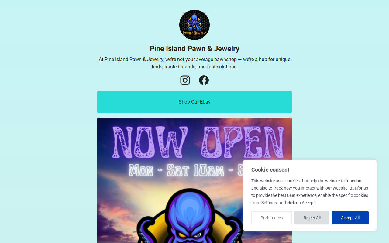 Pine Island Pawn & Jewelry website preview