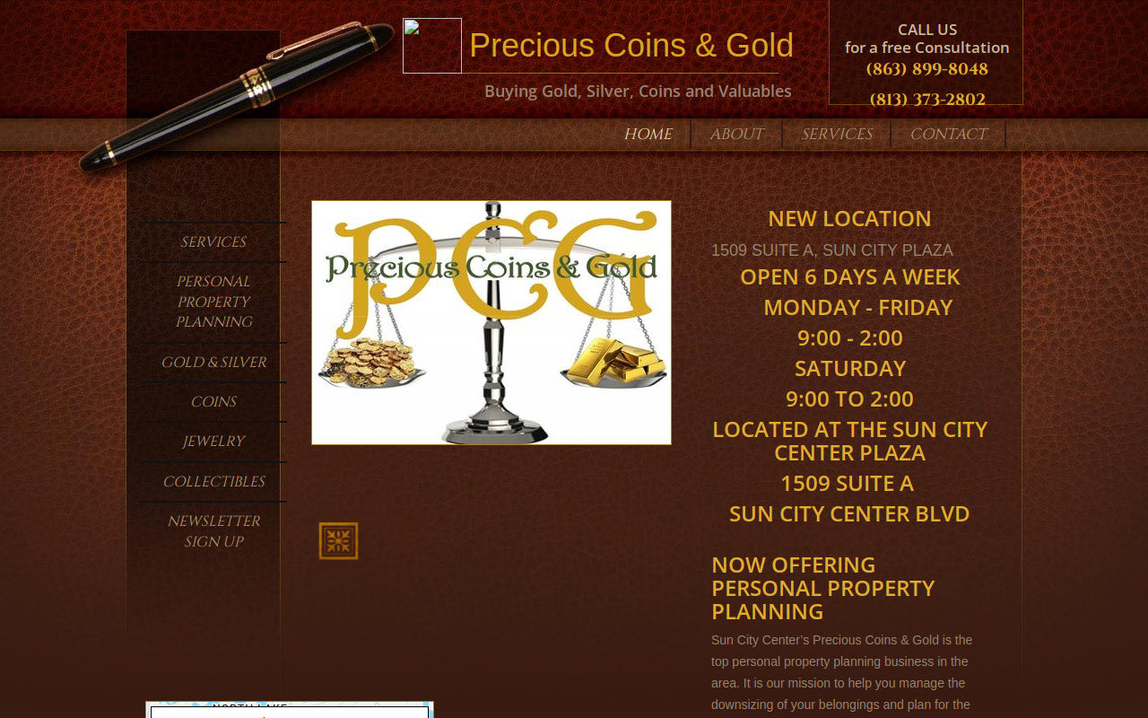 Precious Coins and Gold website preview