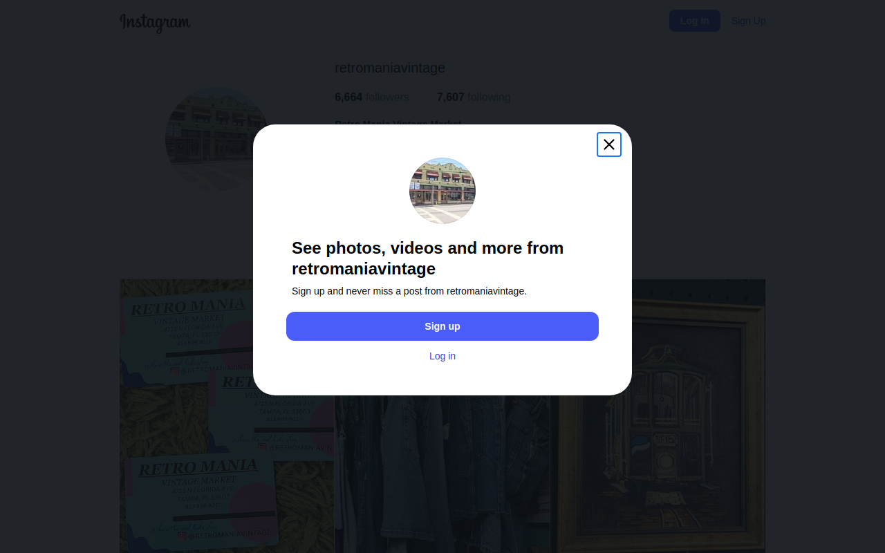 Retro Mania Vintage Market website preview