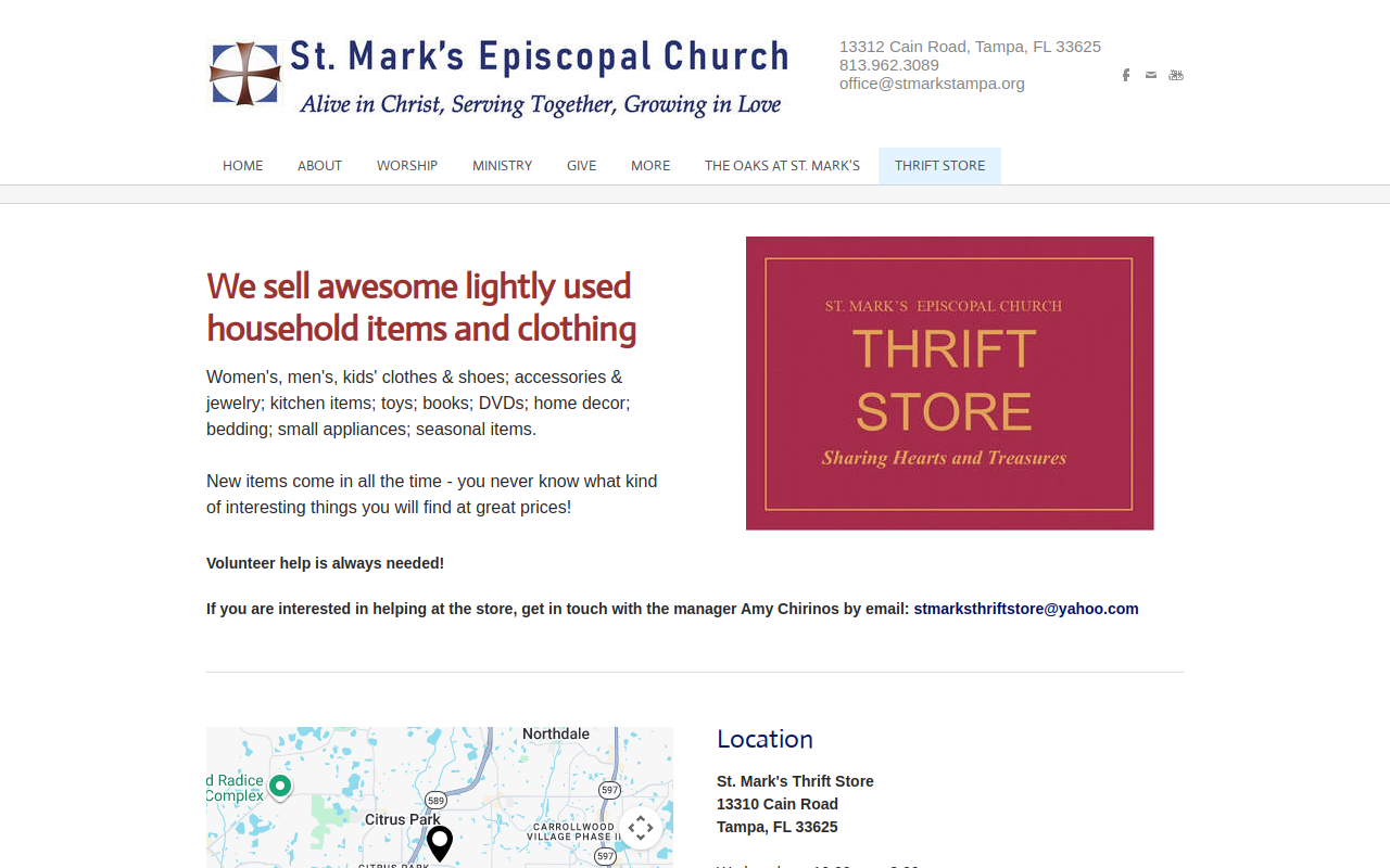 St. Mark's Thrift Store website preview