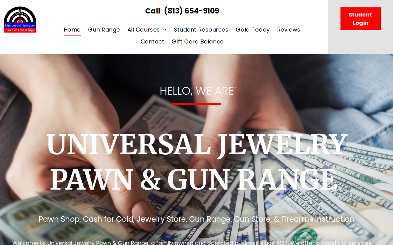 Universal Jewelry Pawn & Gun Range website preview