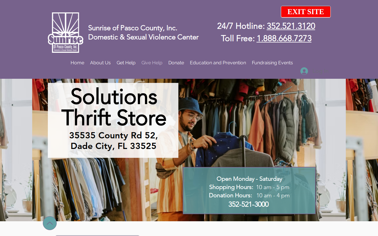 Solutions Thrift Store website preview
