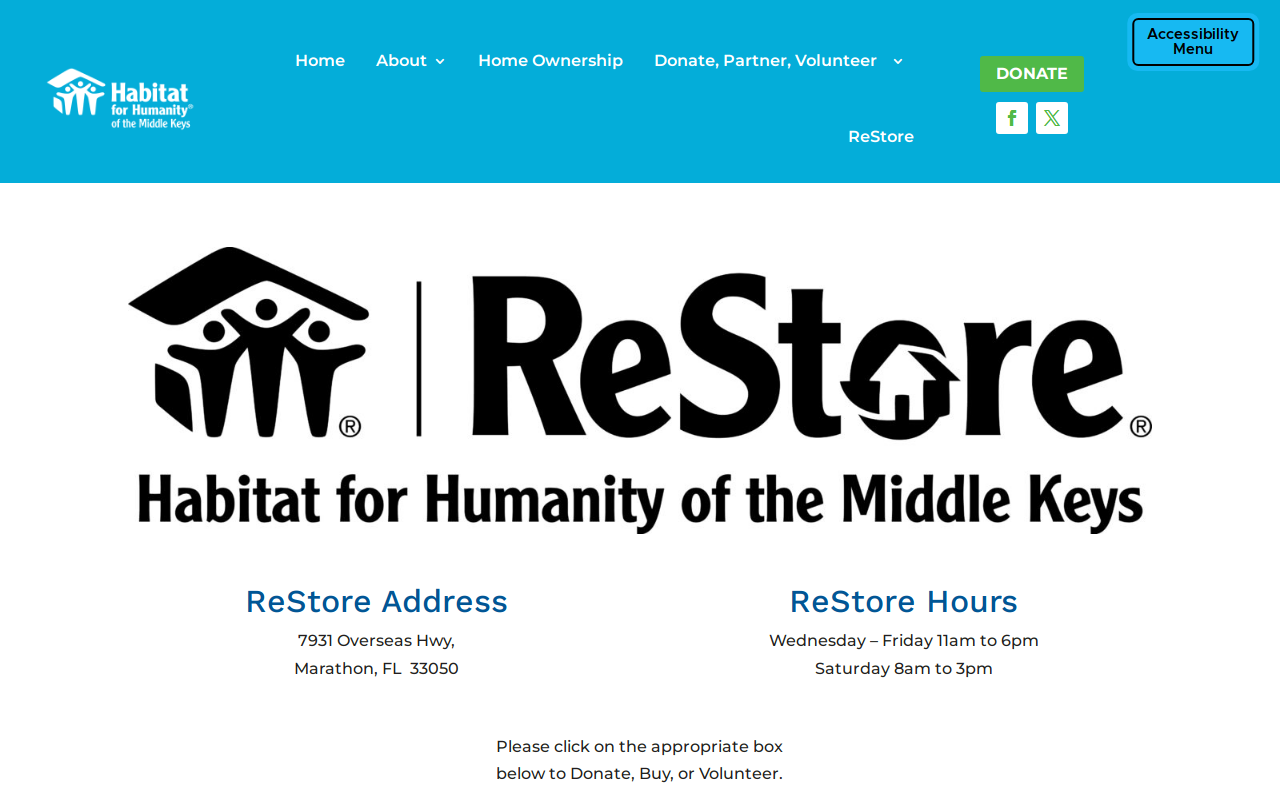 Restore - Habitat for Humanity of the Middle Keys website preview
