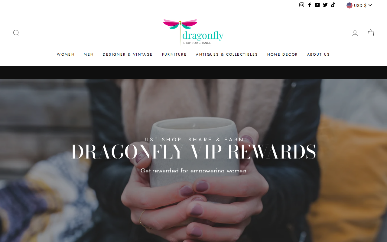 Dragonfly Thrift Boutique website preview