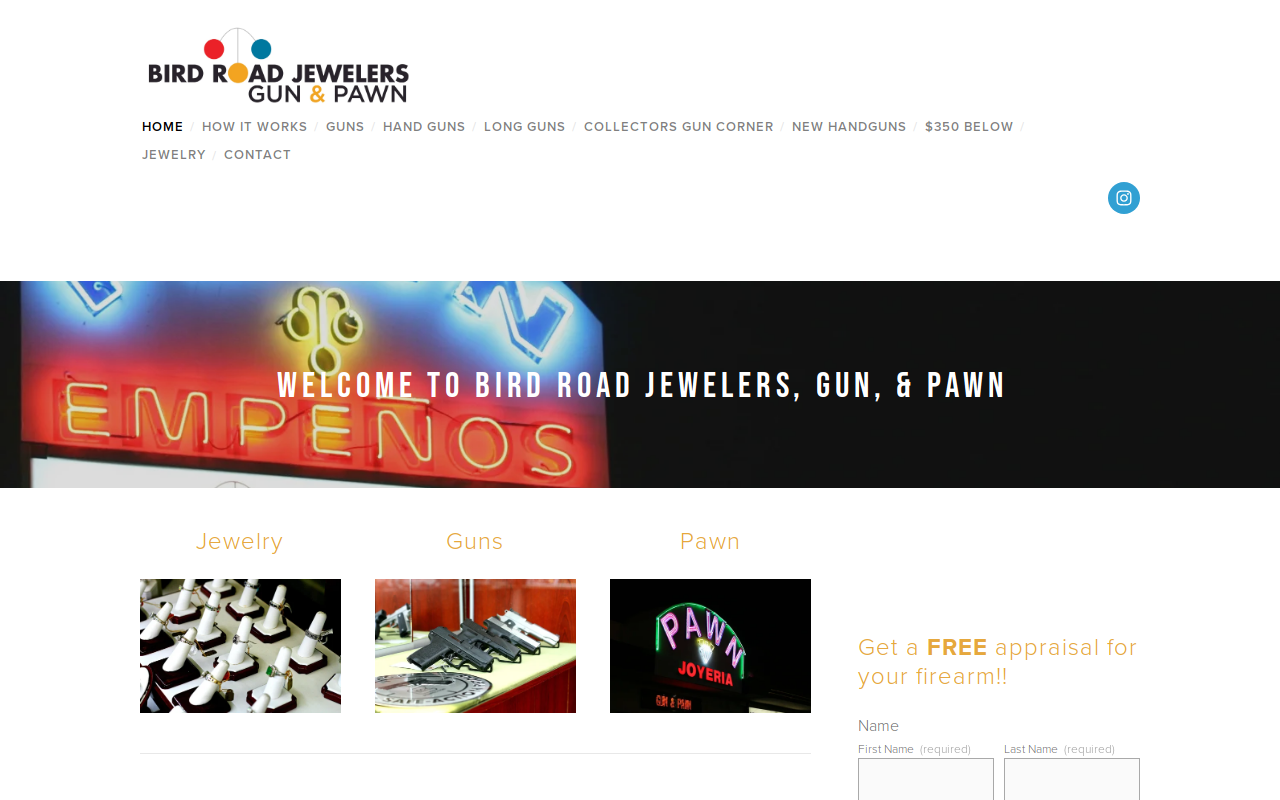 Bird Road Jewelers Gun & Pawn website preview