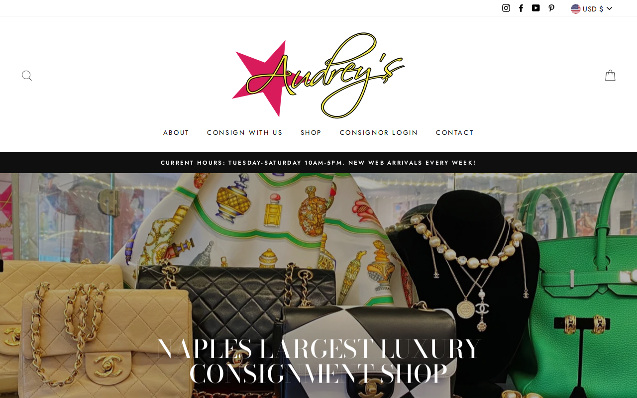 Audrey's Of Naples website preview