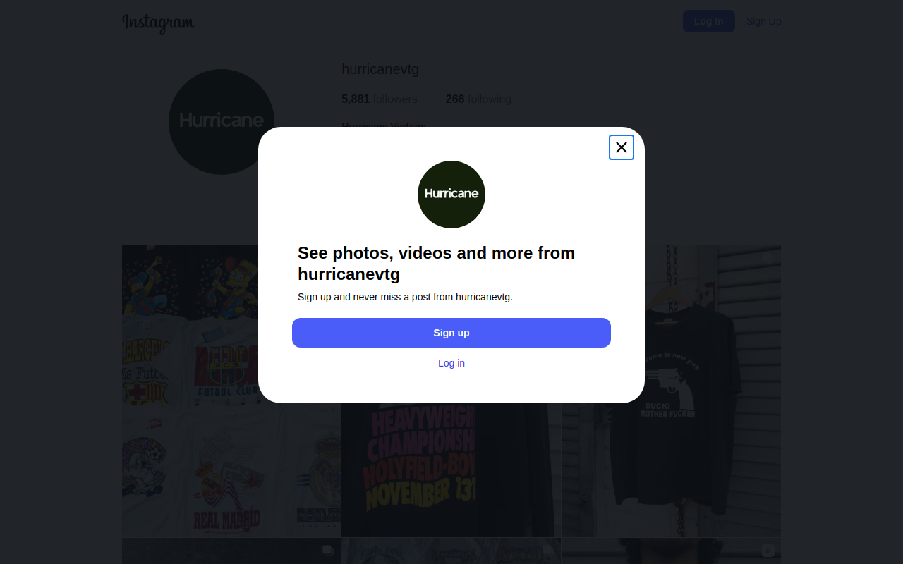 Hurricane Vintage website preview