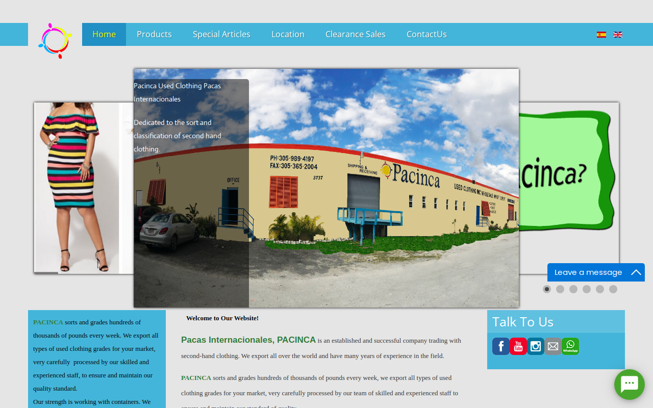 Pacinca Used Clothing website preview