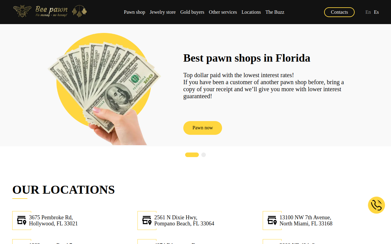 Bee Pawn North Miami website preview