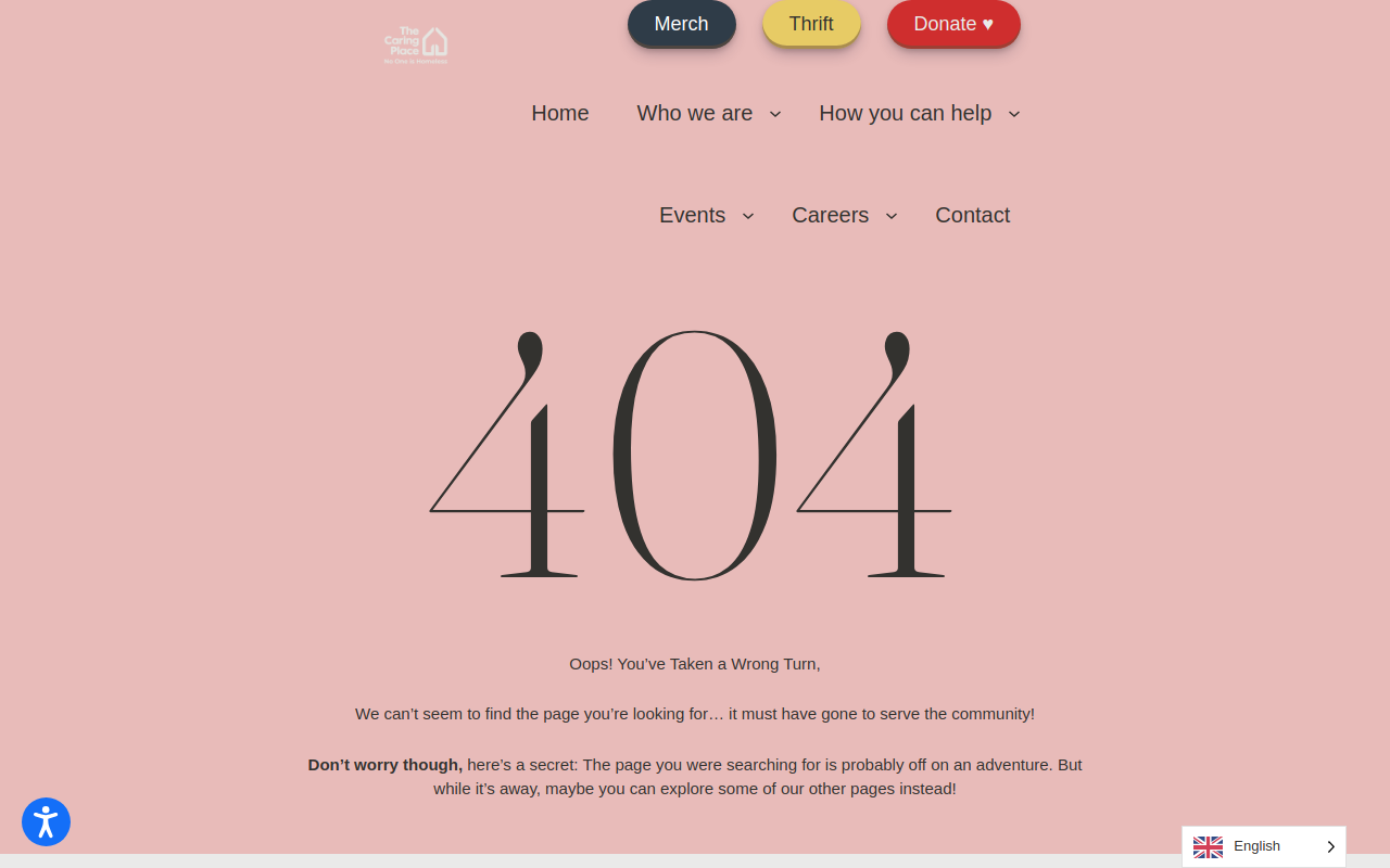 The Caring Place Thrift Store website preview