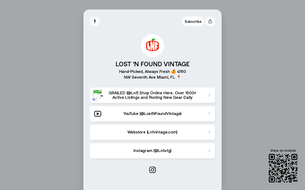 Lost 'N Found Vintage website preview