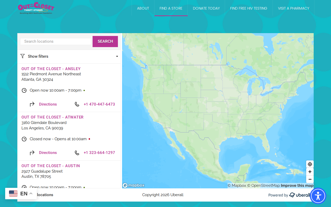 Out Of The Closet website preview