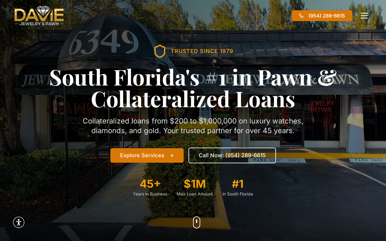 Davie Jewelry & Pawn website preview