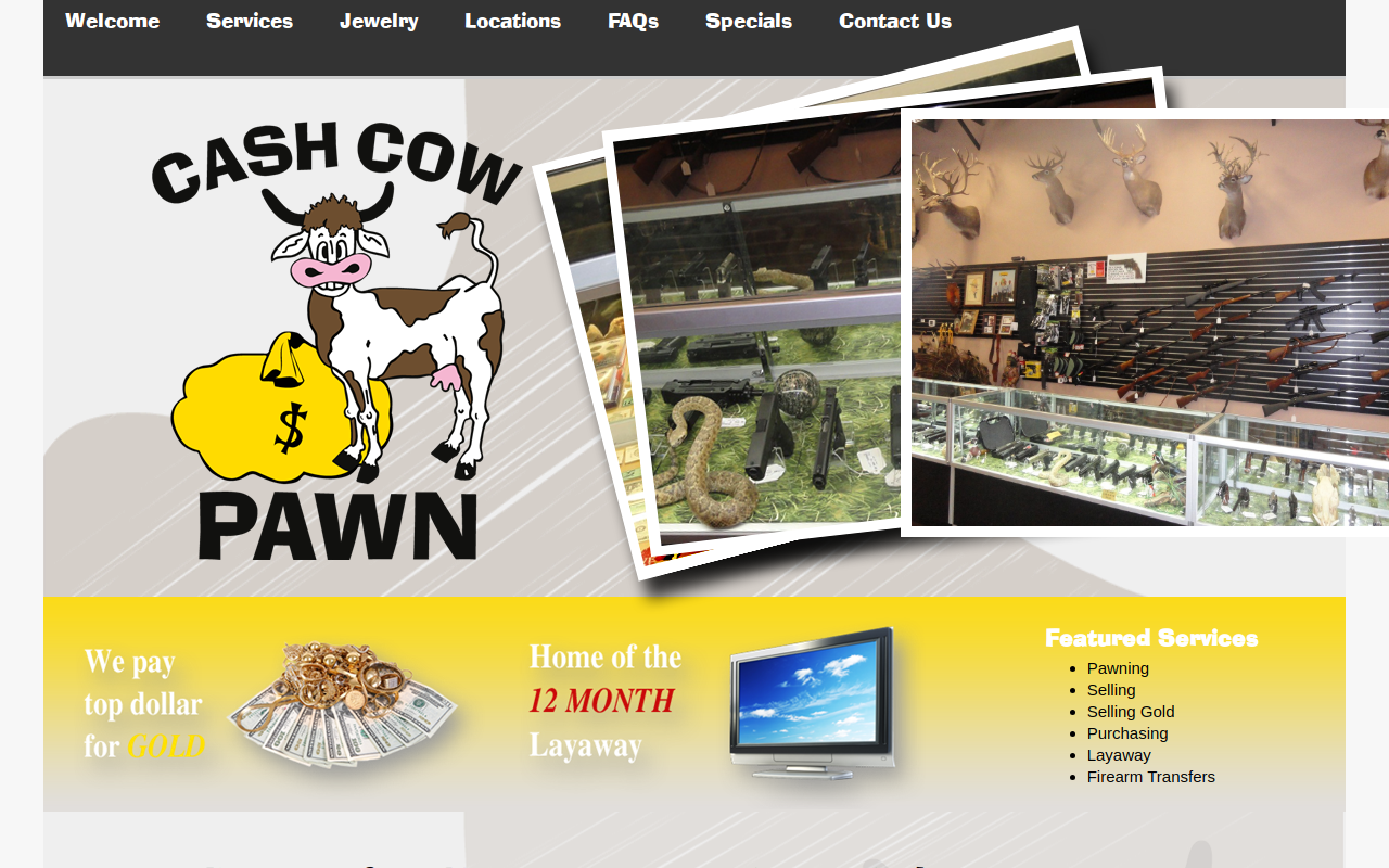 Cash Cow Pawn website preview
