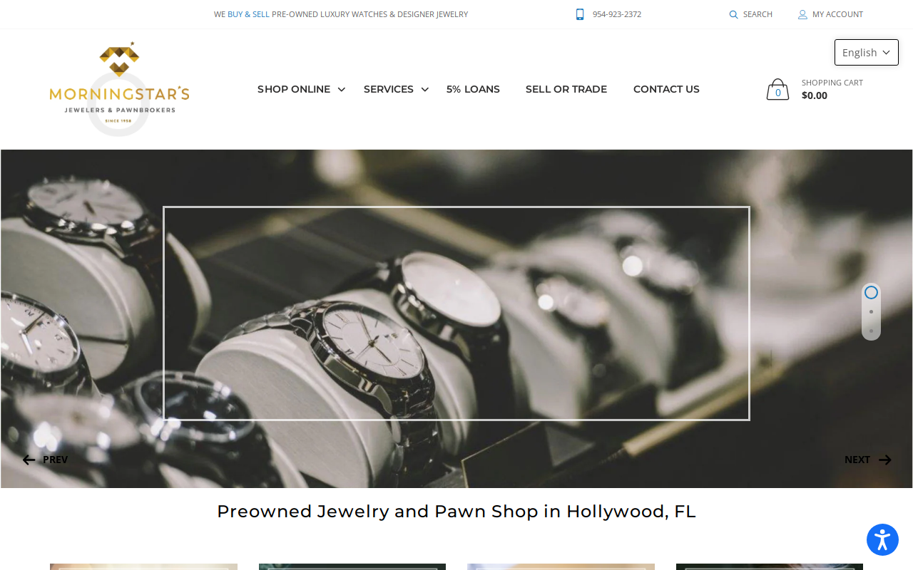 Morningstar's Jewelers & Pawnbrokers website preview