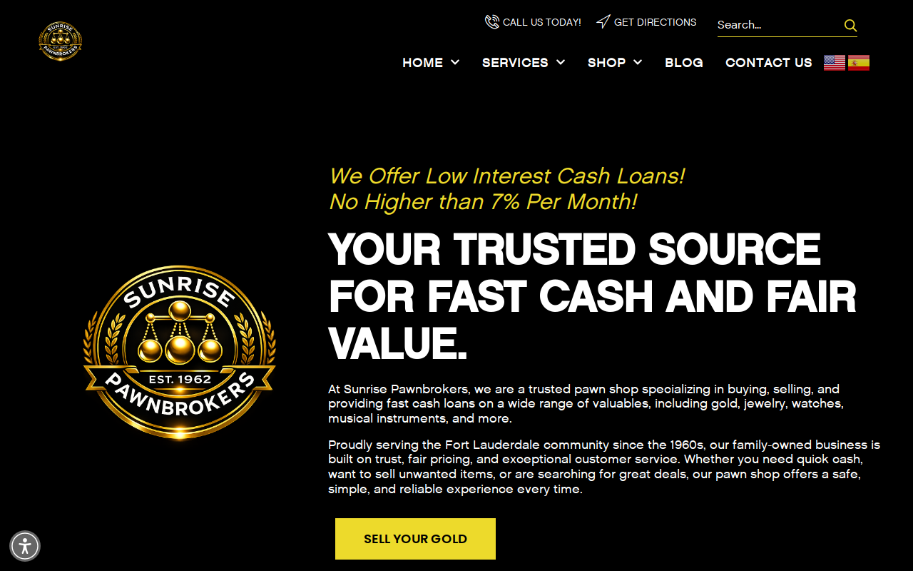 Sunrise Pawnbrokers Inc. website preview