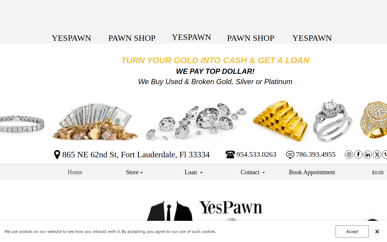 Yes Pawn Jewelry Store Coin Shop website preview