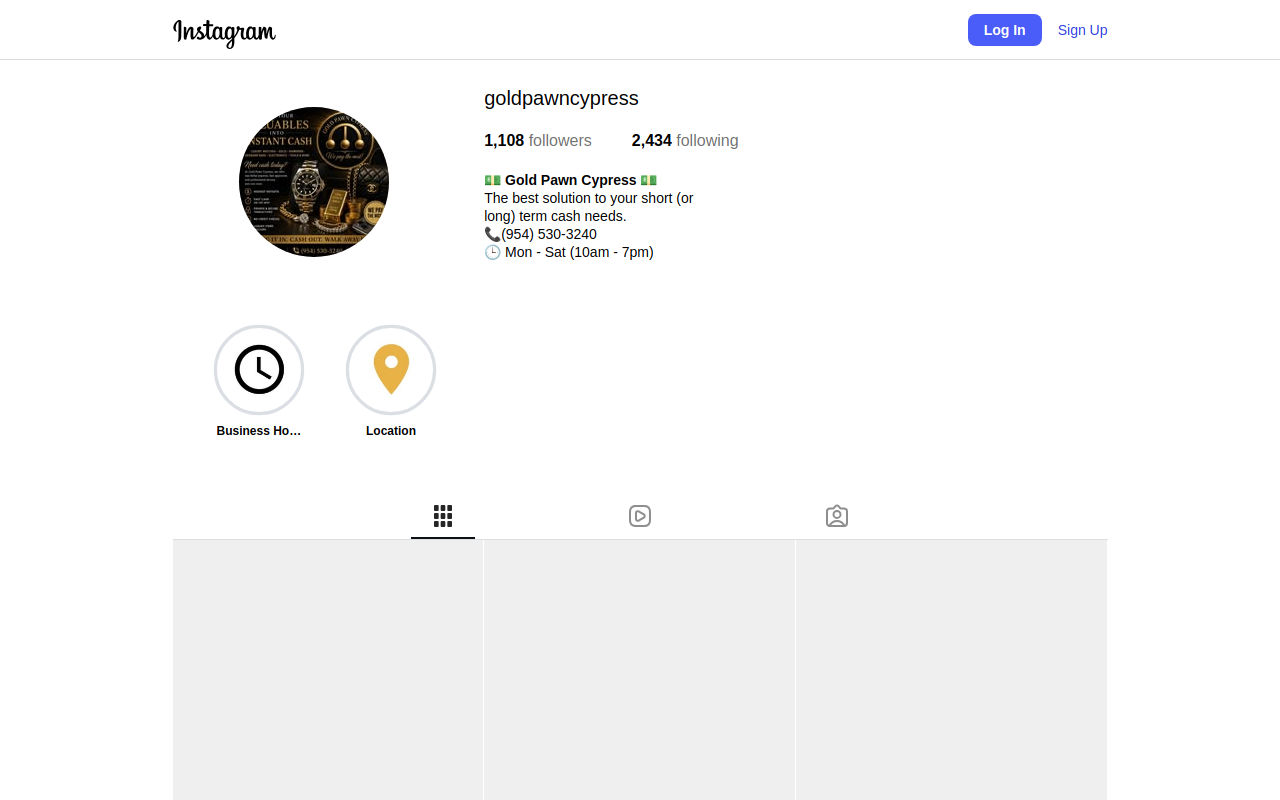 Gold Pawn Cypress website preview