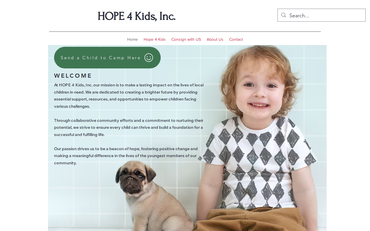 Hope 4 Kids Consignment Store website preview