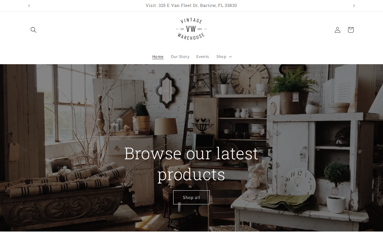 Vintage Warehouse website preview