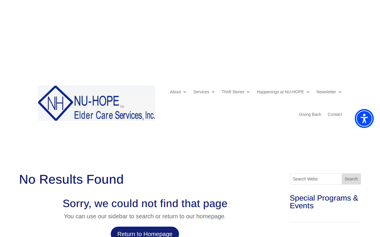 Nu-Hope Thrift Shop website preview
