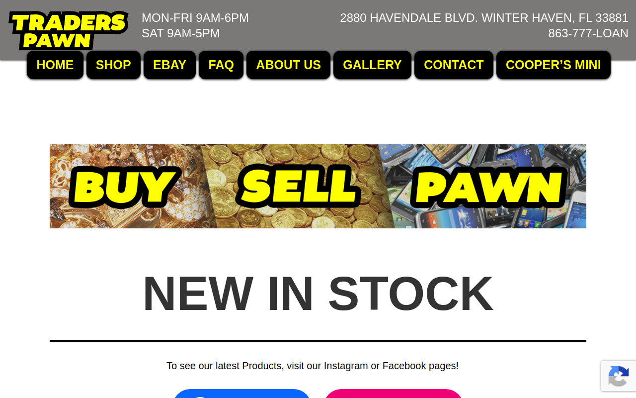 Trader's Pawn Shop website preview