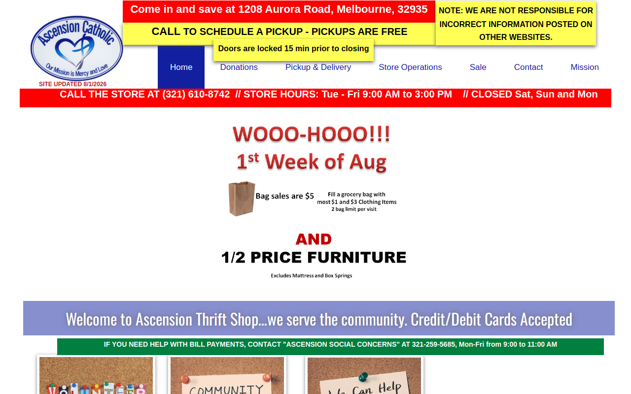 Ascension Catholic Thrift Shop website preview