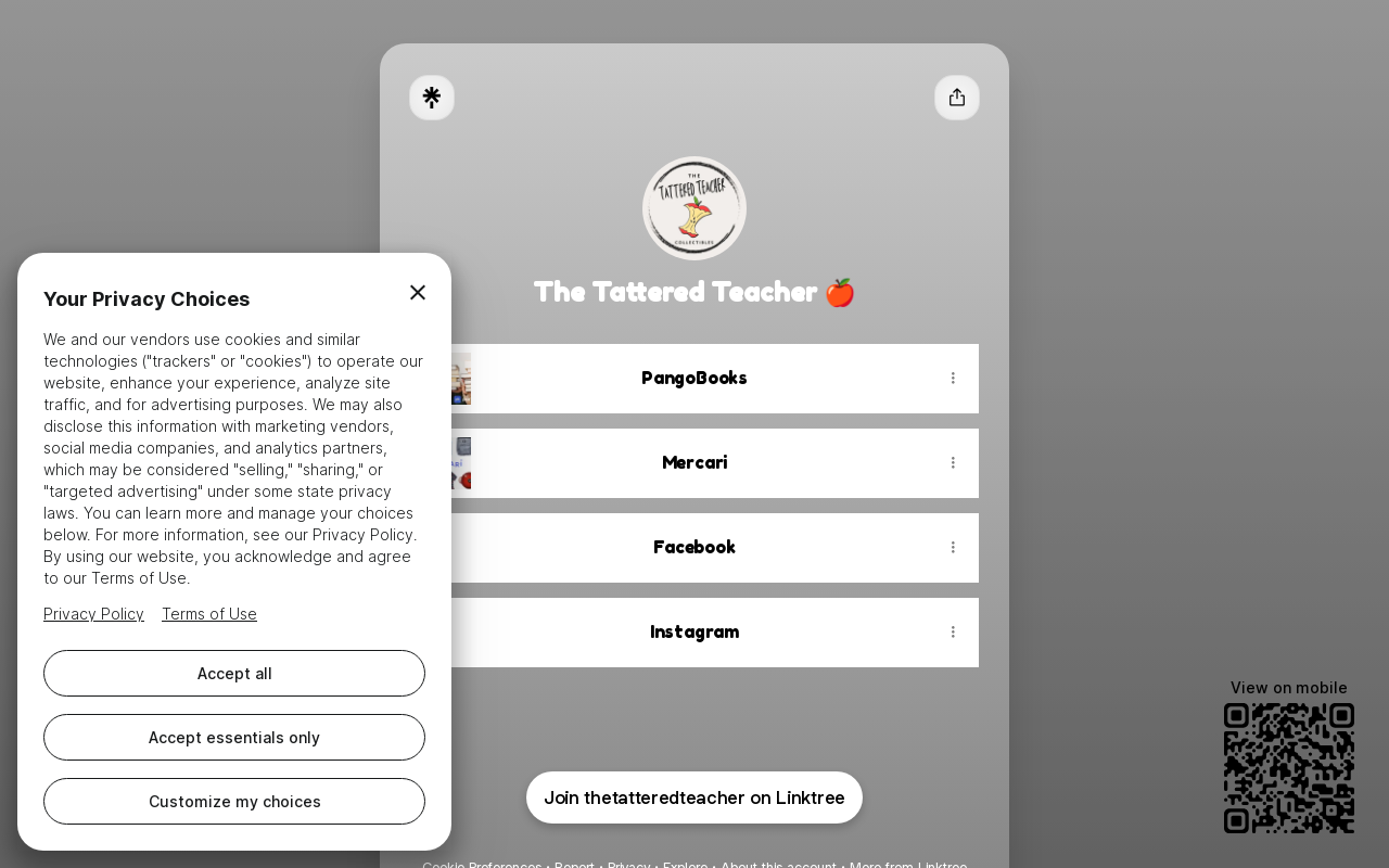The Tattered Teacher Collectibles website preview