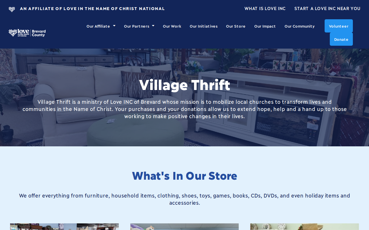 Village Thrift website preview