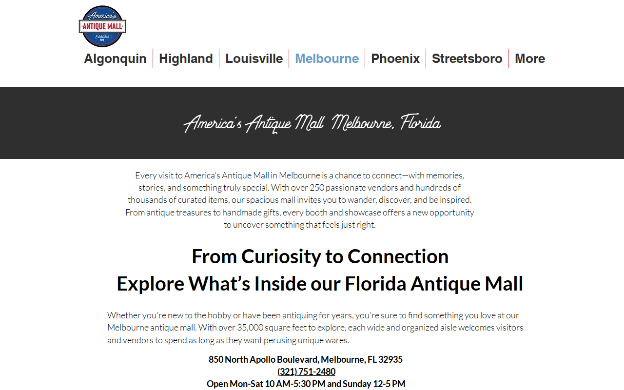 Alma's Attic Vintage Market website preview
