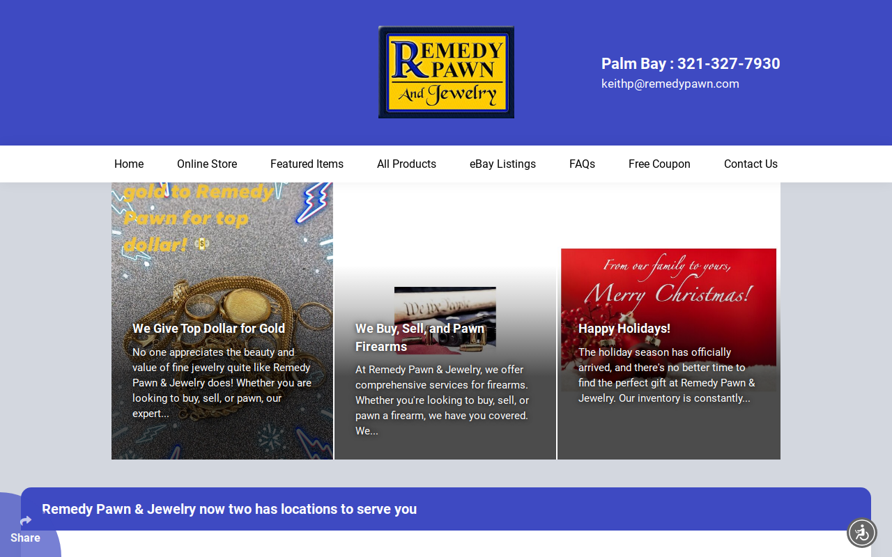 Remedy Pawn and Jewelry website preview