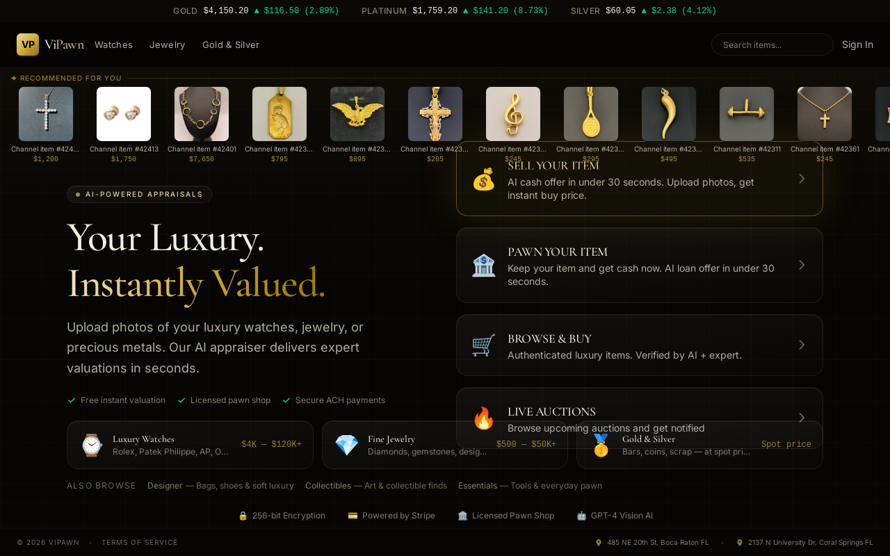 VIPawn website preview