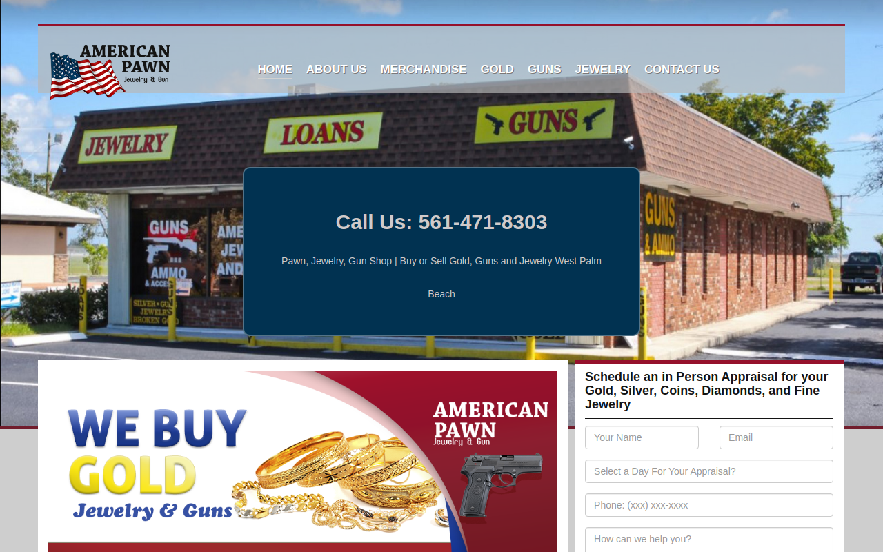 American Pawn Jewelry and Gun website preview
