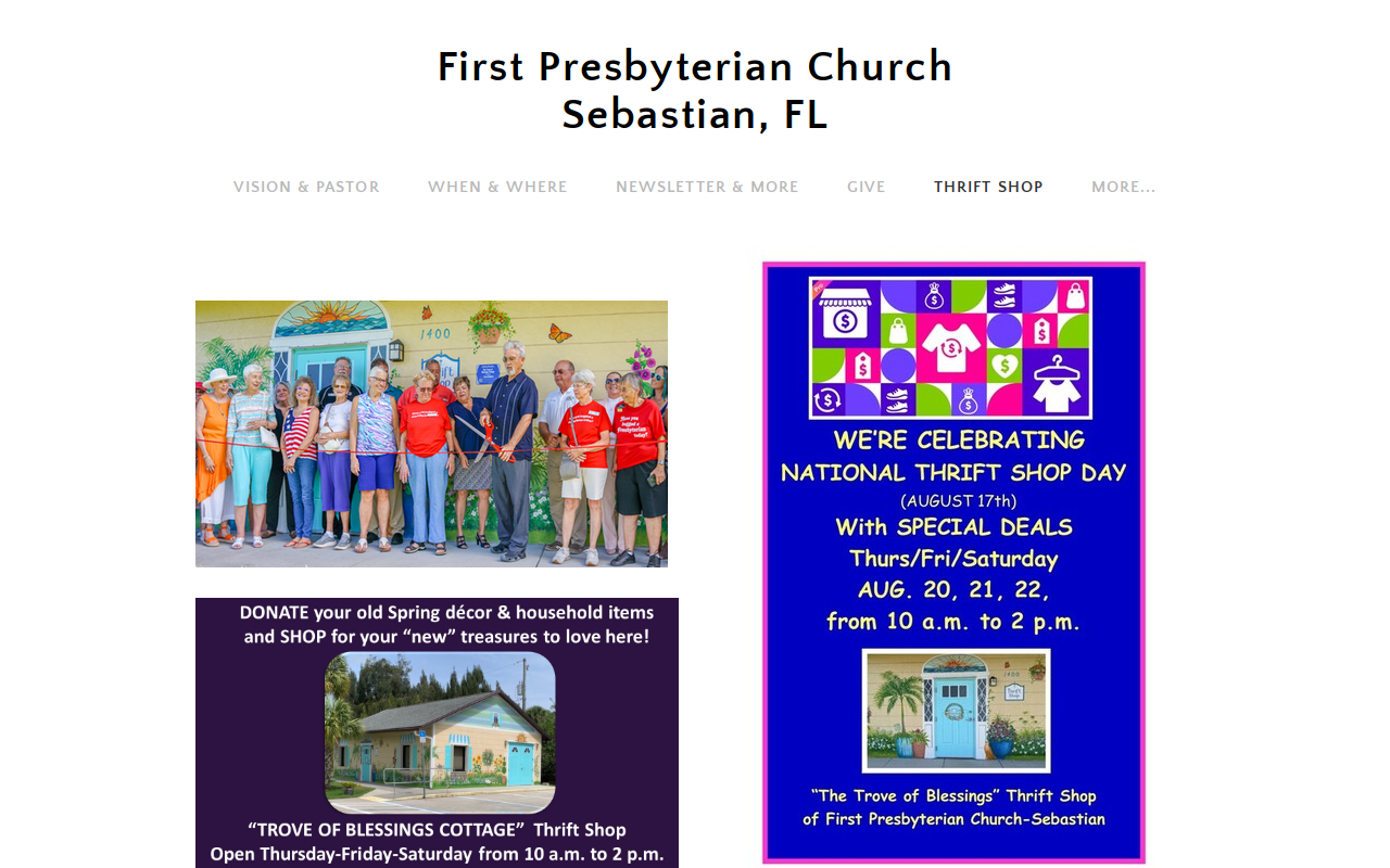 First Presbyterian Thrift Shop website preview