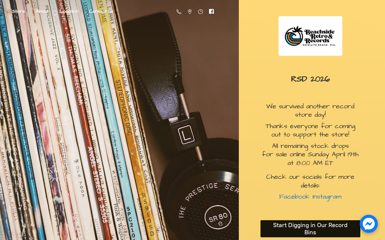 Beachside Retro & Records website preview