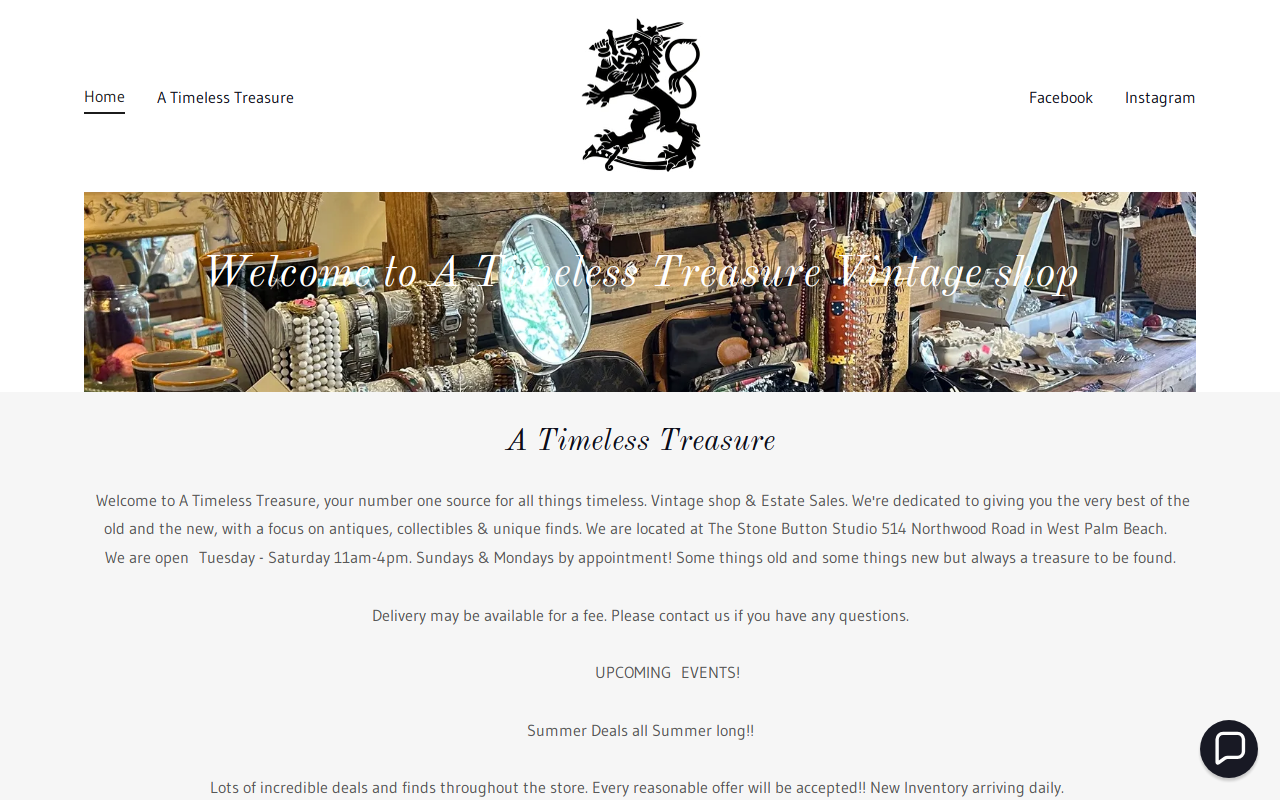 A Timeless Treasure website preview