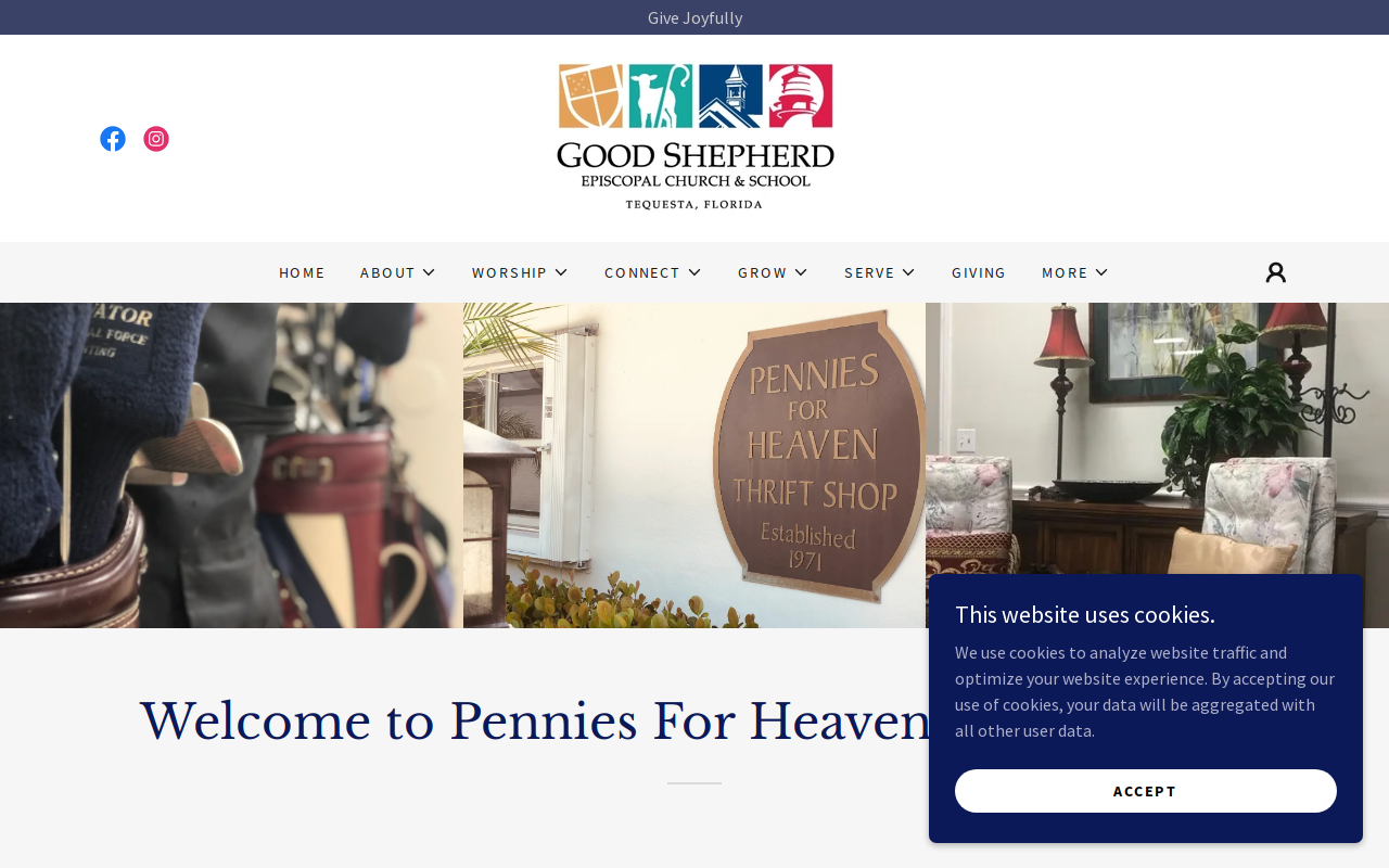 Pennies For Heaven Thrift Shop website preview