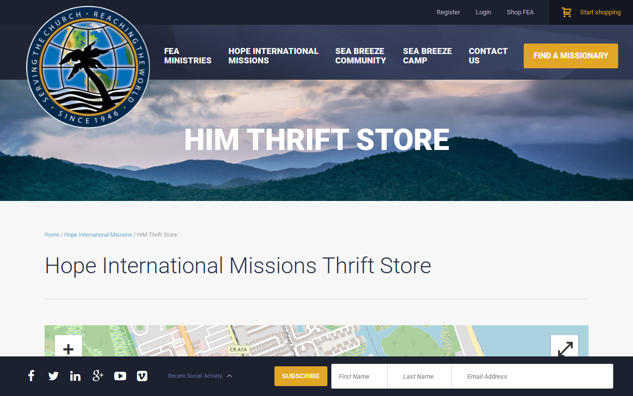 Hope International Missions Thrift Store website preview