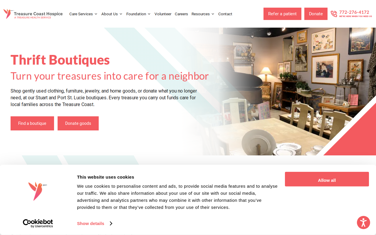 Treasure Coast Hospice Foundation Thrift Store website preview