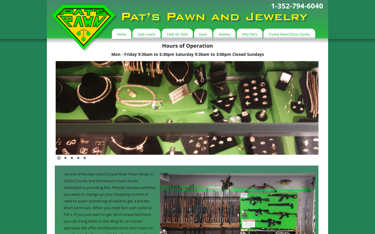 Pat's Pawn & Jewelry website preview